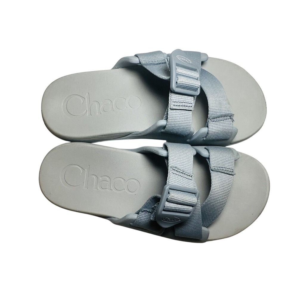 CHACO Chillos Slides Sky Blue Granite Gray Outdoor Sandals Women's SIZE 5